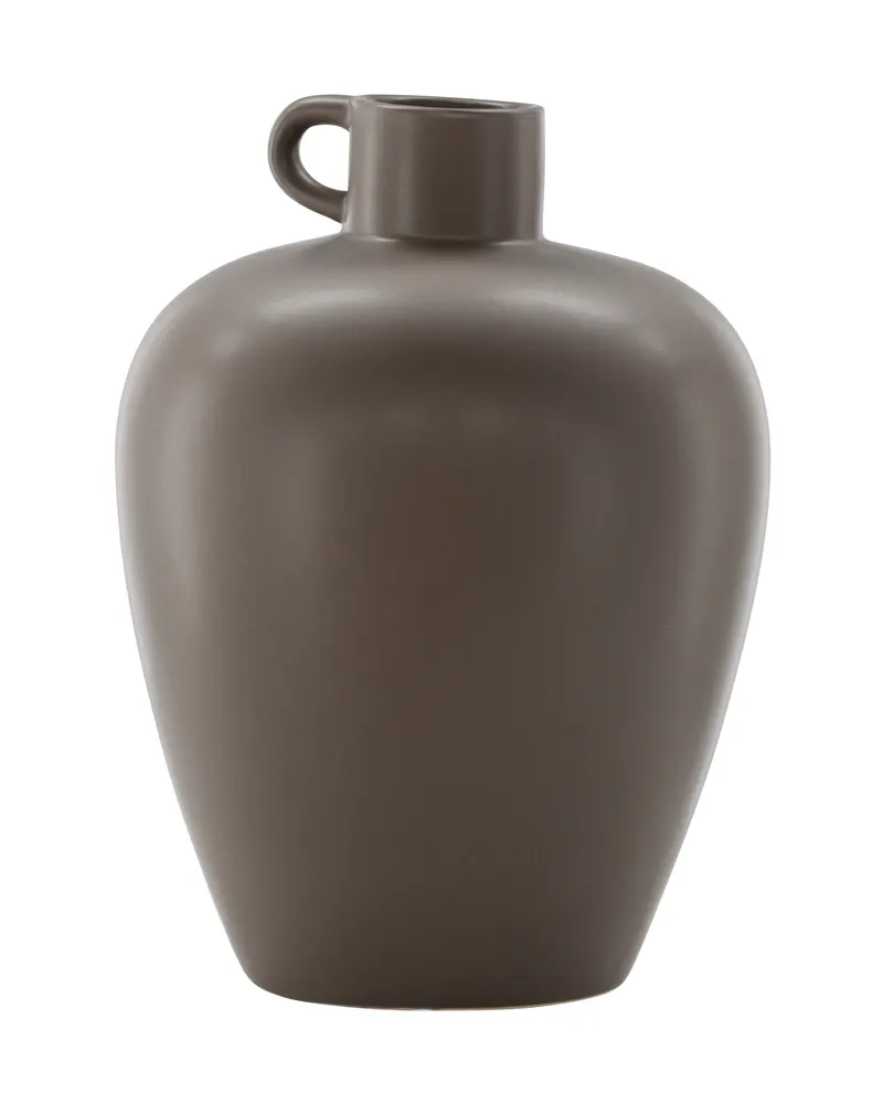 Cent Vase mit Henkel aus glasiertem Steinzeug, Beige