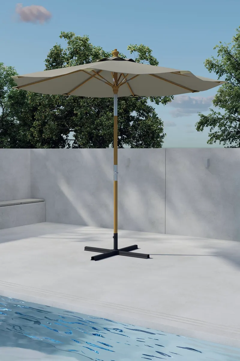 Cerox Sonnenschirm rund, Ø 270 cm in Beige, im Wohnraum
