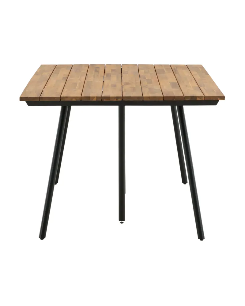 Chan Gartentisch mit Akazienplatte und ausgestellten Stahlbeinen, Ansicht 3