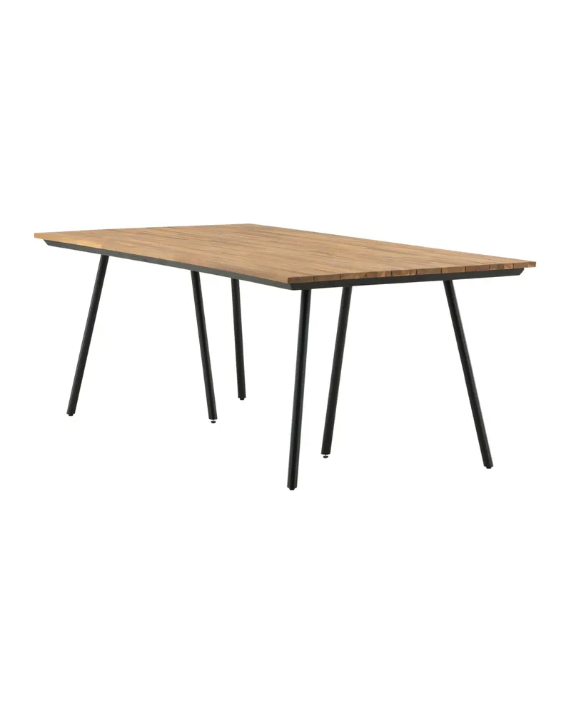 Chan Gartentisch mit Akazienplatte und ausgestellten Stahlbeinen, Ansicht 4