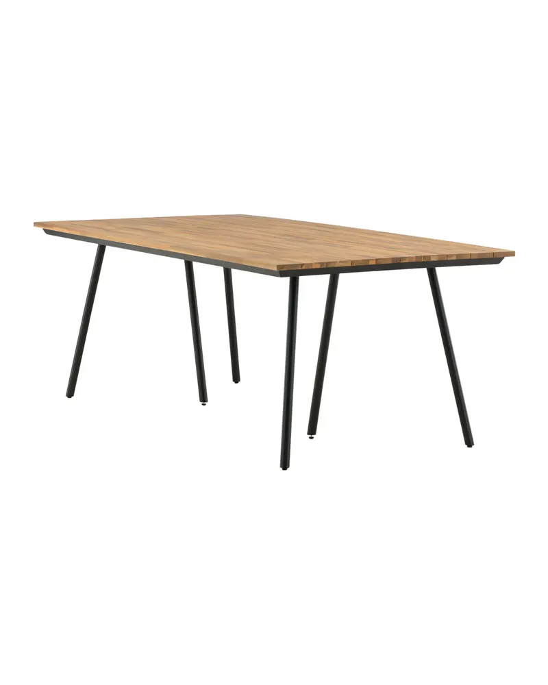 Chan Gartentisch mit Akazienplatte und ausgestellten Stahlbeinen, Ansicht 5