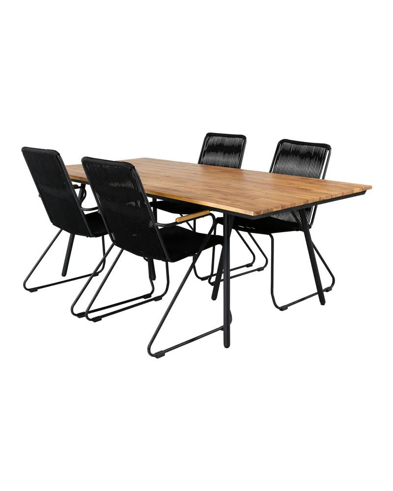 Chan & Bois Gartenmöbel-Set mit Akazientisch und 4 Stühlen in Schwarz, Ansicht 2