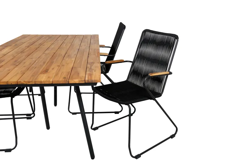 Chan & Bois Gartenmöbel-Set mit Akazientisch und 4 Stühlen in Schwarz, Ansicht 4