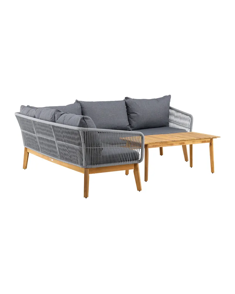 Chania Gartenlounge mit Ecksofa aus Seilgeflecht und Akazie, Natur