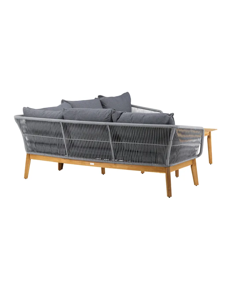 Chania Gartenlounge mit Ecksofa und Couchtisch aus Akazie in Table: H:45 L:110 W:60 Chair: D:75 H:76 W:213 Sofa: D:75 H:76 W:210 × 160 cm, Ansicht 10