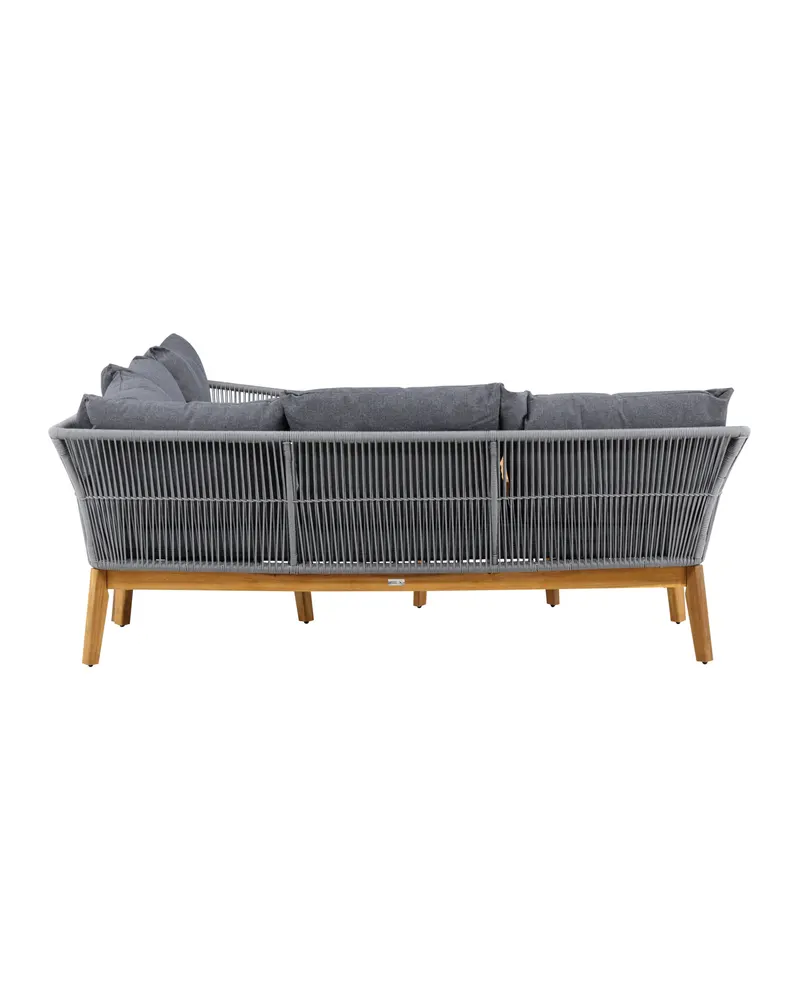 Chania Gartenlounge mit Ecksofa und Couchtisch aus Akazie in Table: H:45 L:110 W:60 Chair: D:75 H:76 W:213 Sofa: D:75 H:76 W:210 × 160 cm, Ansicht 11