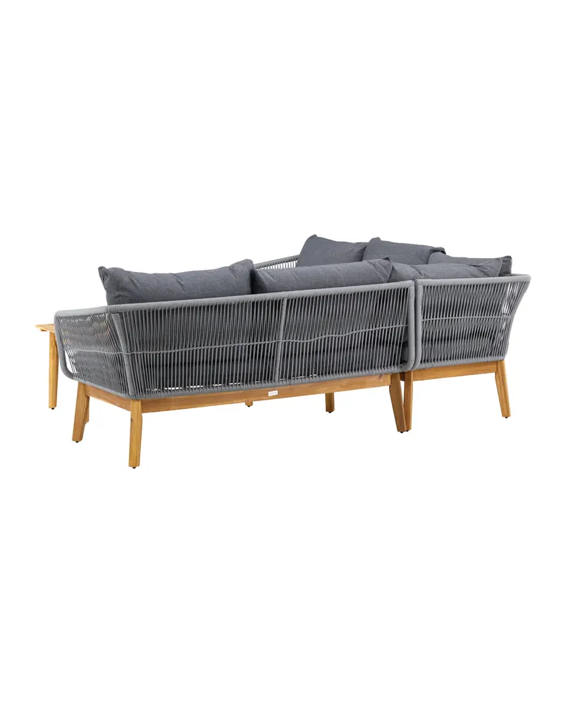 Chania Gartenlounge mit Ecksofa und Couchtisch aus Akazie in Table: H:45 L:110 W:60 Chair: D:75 H:76 W:213 Sofa: D:75 H:76 W:210 × 160 cm, Ansicht 12
