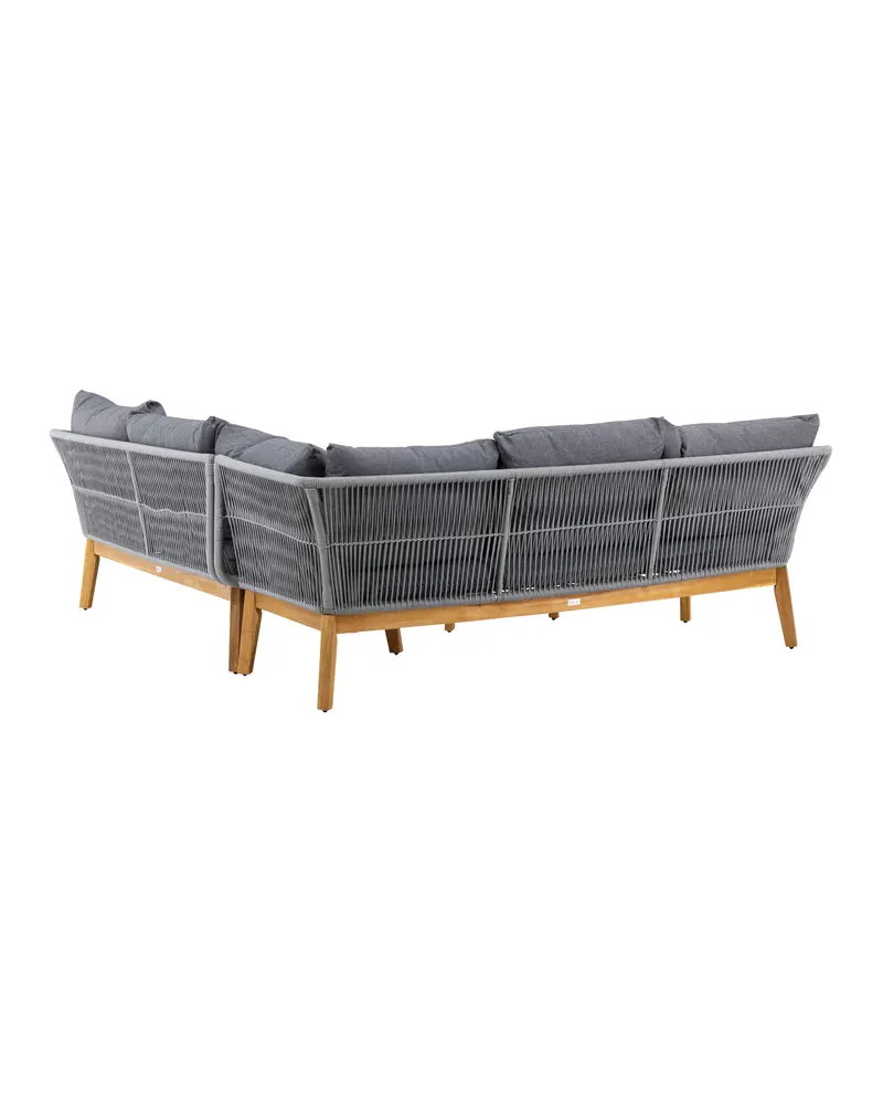 Chania Gartenlounge mit Ecksofa und Couchtisch aus Akazie in Table: H:45 L:110 W:60 Chair: D:75 H:76 W:213 Sofa: D:75 H:76 W:210 × 160 cm, Ansicht 7