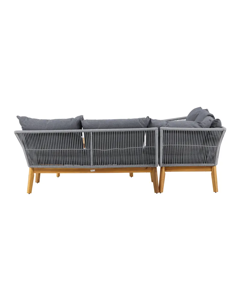 Chania Gartenlounge mit Ecksofa und Couchtisch aus Akazie in Table: H:45 L:110 W:60 Chair: D:75 H:76 W:213 Sofa: D:75 H:76 W:210 × 160 cm, Ansicht 8