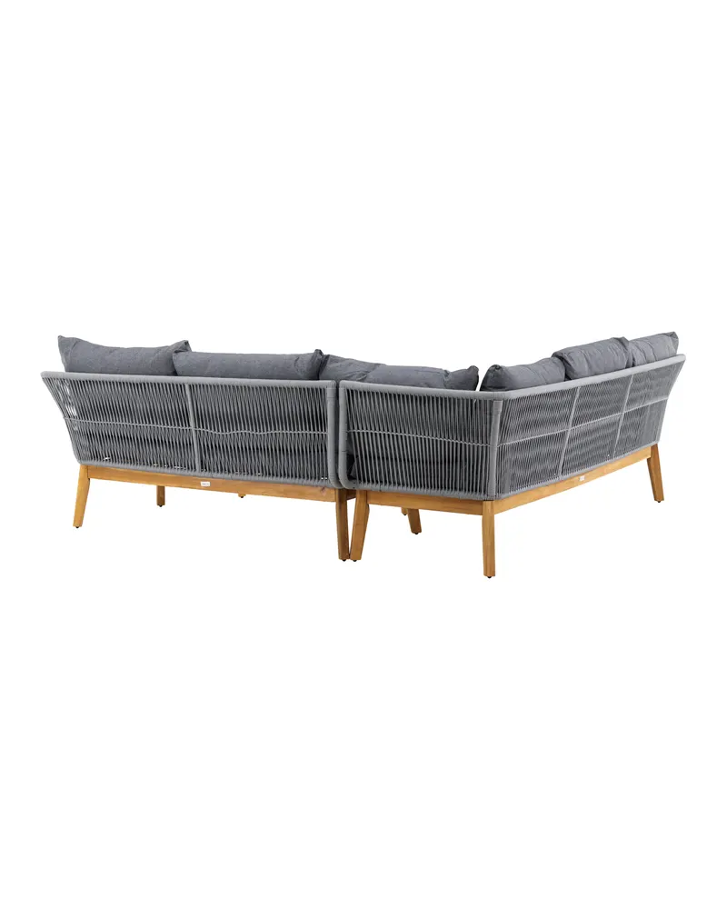 Chania Gartenlounge mit Ecksofa und Couchtisch aus Akazie in Table: H:45 L:110 W:60 Chair: D:75 H:76 W:213 Sofa: D:75 H:76 W:210 × 160 cm, Ansicht 9