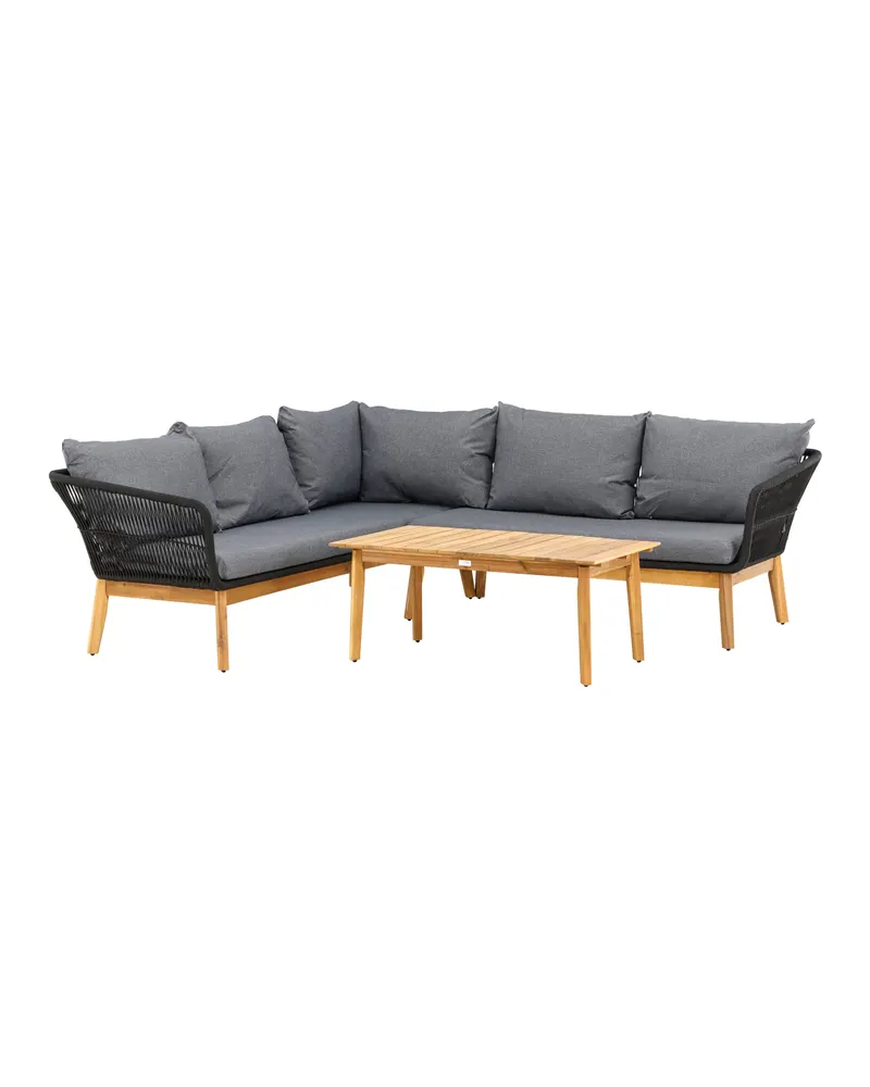 Chania Gartenlounge mit Ecksofa aus Seilgeflecht und Akazie