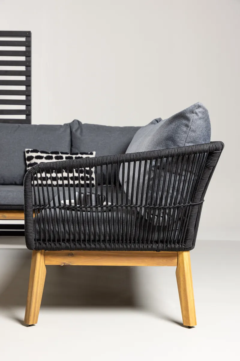 Chania Gartenlounge mit Ecksofa und Couchtisch aus Akazie, im Wohnraum, Ansicht 3