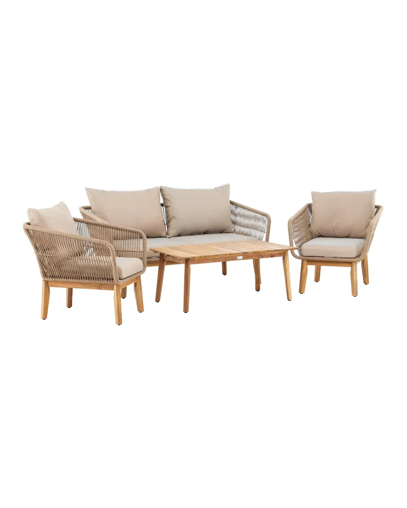 Chania Gartenlounge mit Zweisitzer, zwei Sesseln und Couchtisch in Table: H:45 L:110 W:60 Chair: D:75 H:76 W:75 Sofa: D:75 H:76 W:164 cm, Ansicht 7