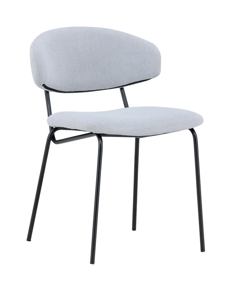 Chico Esszimmerstuhl aus Bouclé mit Stahlgestell in Blau, Gestell Schwarz, Ansicht 1