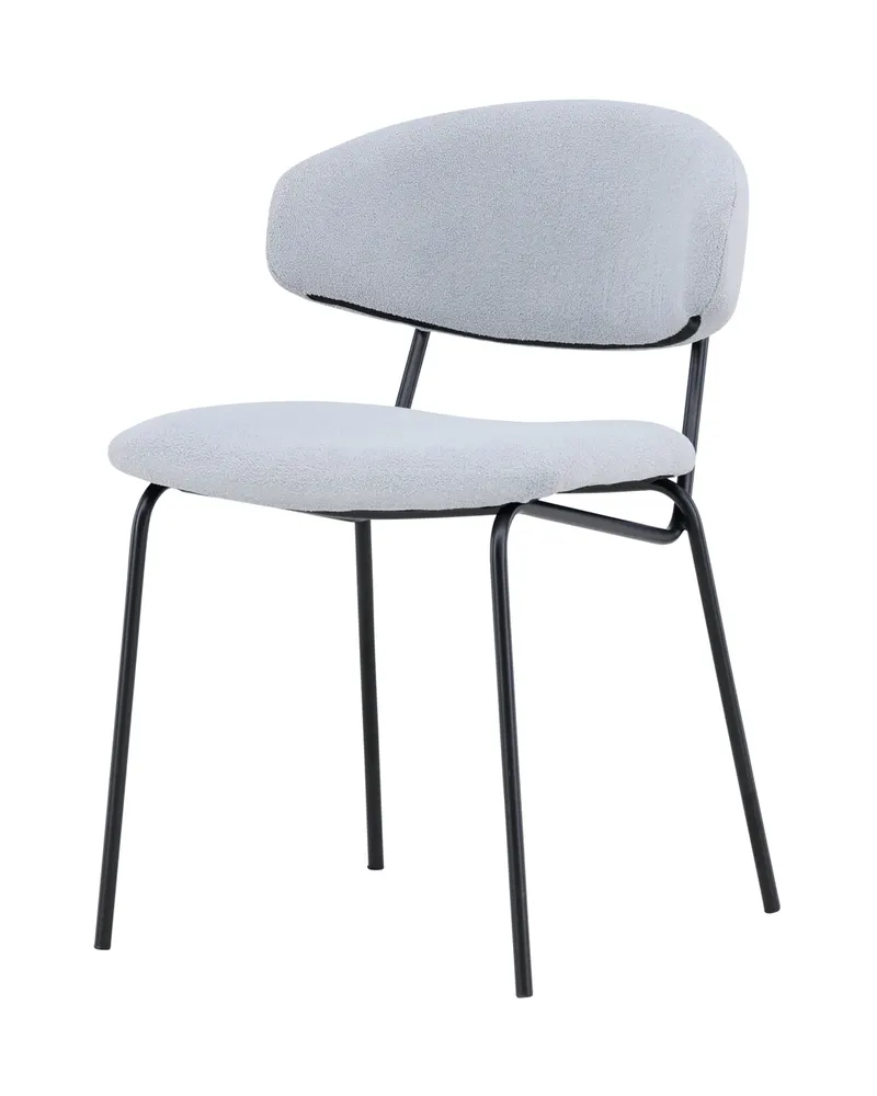 Chico Esszimmerstuhl aus Bouclé mit Stahlgestell in Blau, Gestell Schwarz, Ansicht 3