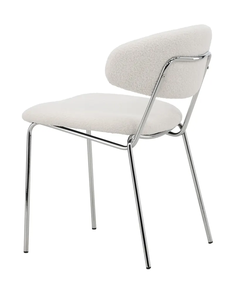 Chico Esszimmerstuhl aus Bouclé mit Stahlgestell in Weiß, Gestell Chrom, Ansicht 9