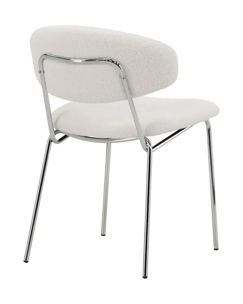 Chico Esszimmerstuhl aus Bouclé mit Stahlgestell in Weiß, Gestell Chrom, Ansicht 10