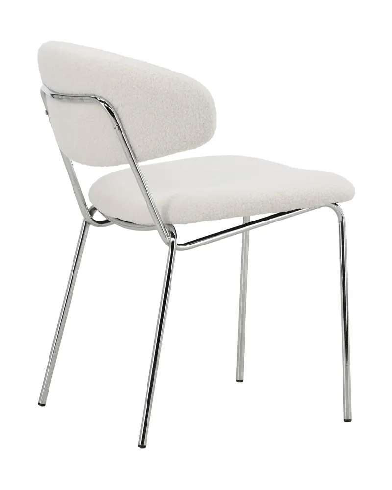 Chico Esszimmerstuhl aus Bouclé mit Stahlgestell in Weiß, Gestell Chrom, Ansicht 11
