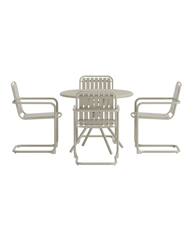 Chios rundes Gartenmöbel-Set mit Tisch Ø 90 cm und 4 Stühlen in Beige, Ansicht 1