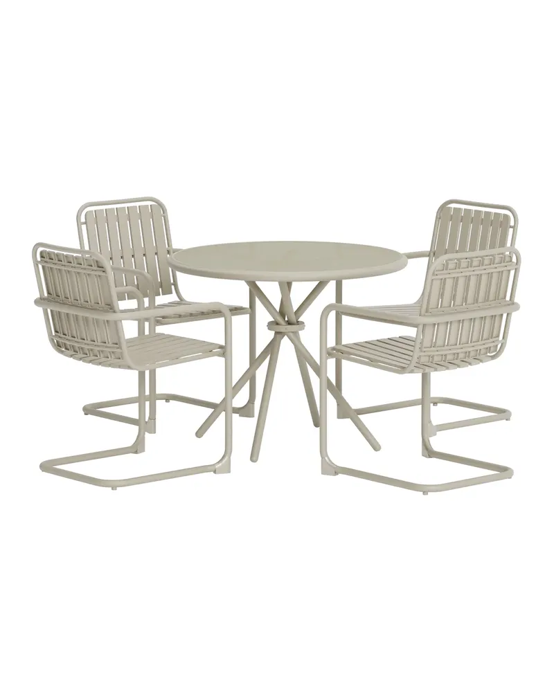 Chios rundes Gartenmöbel-Set mit Tisch Ø 90 cm und 4 Stühlen in Beige, Ansicht 2