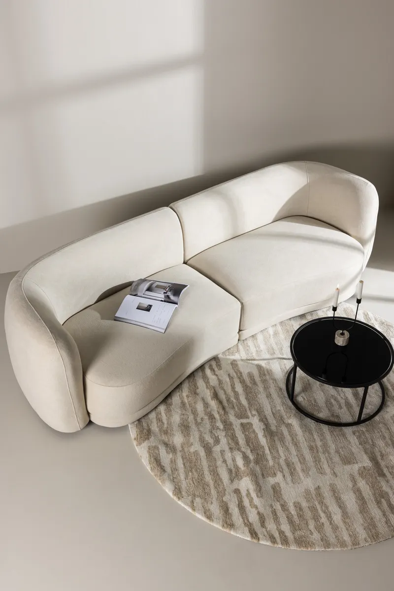 Cielo Sofa mit runden Kanten in Weiß, Gestell Schwarz, Polyester, im Wohnraum, Ansicht 5