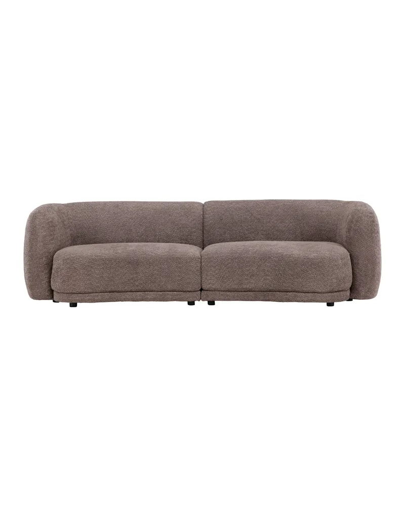 Cielo Sofa mit runden Kanten in Bouclé oder Polyester, 268 cm, Beige, Gestell Schwarz