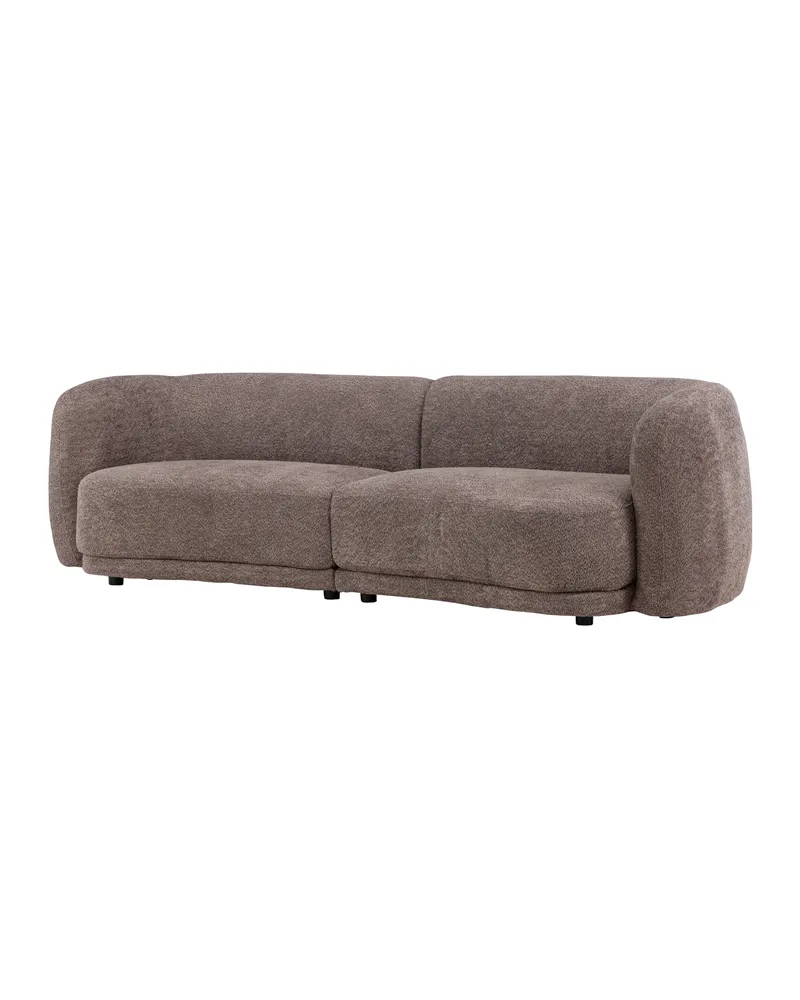 Cielo Sofa mit runden Kanten in Braun, Gestell Schwarz, Bouclé, Ansicht 8