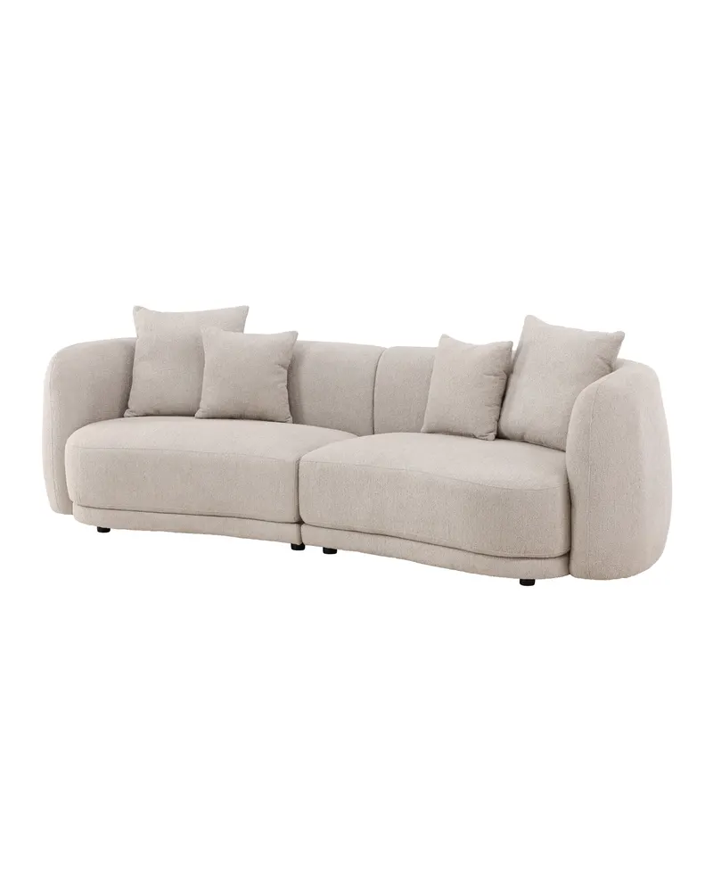 Cielo Sofa mit runden Kanten in Beige, Gestell Schwarz, Bouclé, Ansicht 6