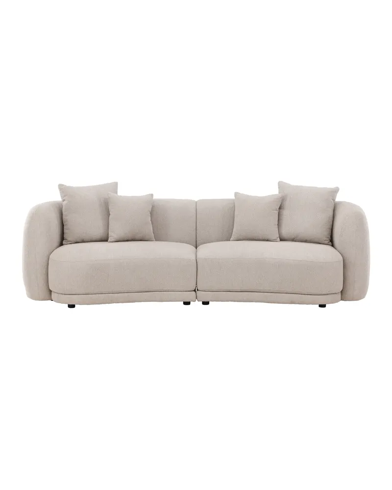 Cielo Sofa mit runden Kanten in Beige, Gestell Schwarz, Bouclé, Ansicht 2