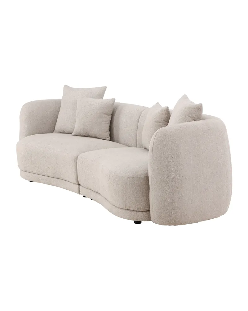 Cielo Sofa mit runden Kanten in Beige, Gestell Schwarz, Bouclé, Ansicht 3