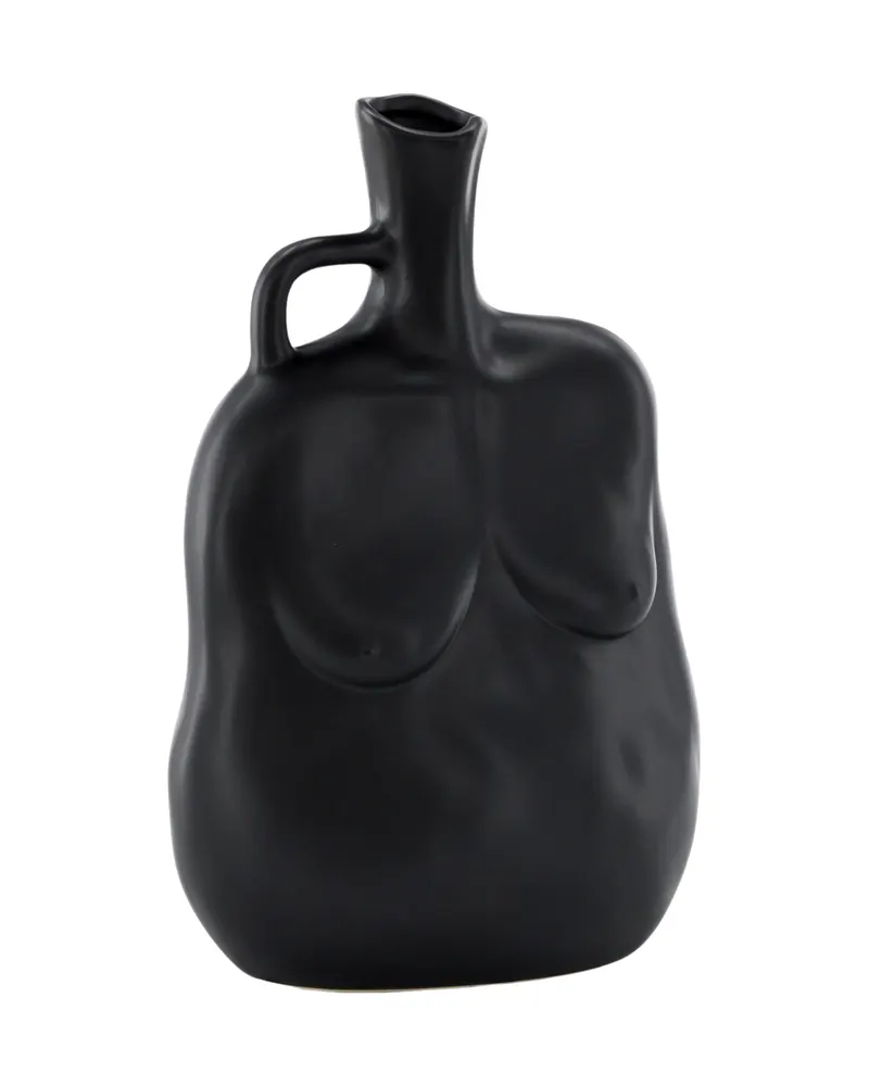 Conta Vase in Torso-Form mit Henkel aus Steinzeug in Schwarz, Ansicht 2