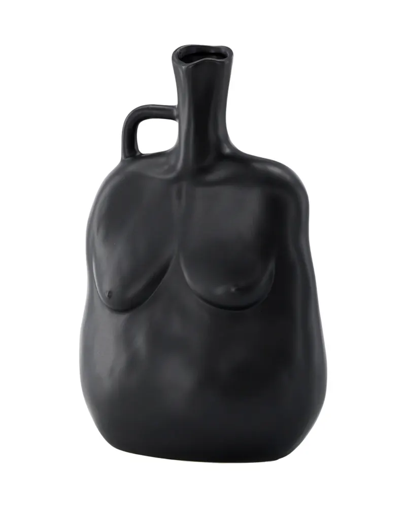 Conta Vase in Torso-Form mit Henkel aus Steinzeug in Schwarz, Ansicht 5