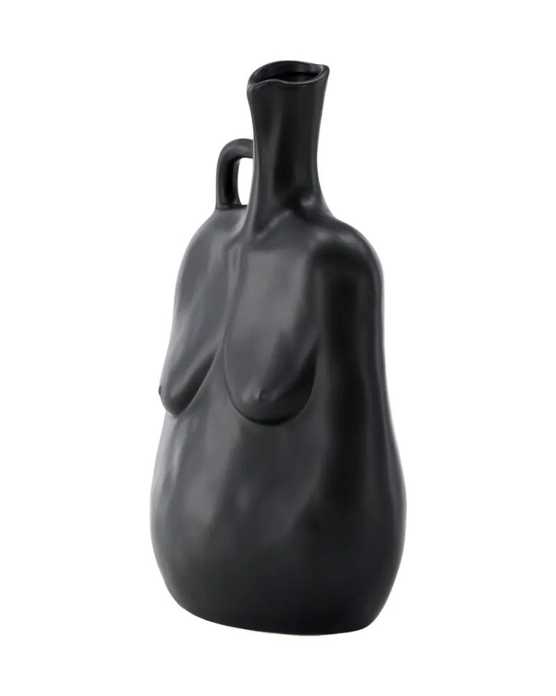 Conta Vase in Torso-Form mit Henkel aus Steinzeug in Schwarz, Ansicht 6