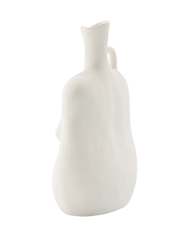 Conta Vase in Torso-Form mit Henkel aus Steinzeug in Cremeweiß, Ansicht 8