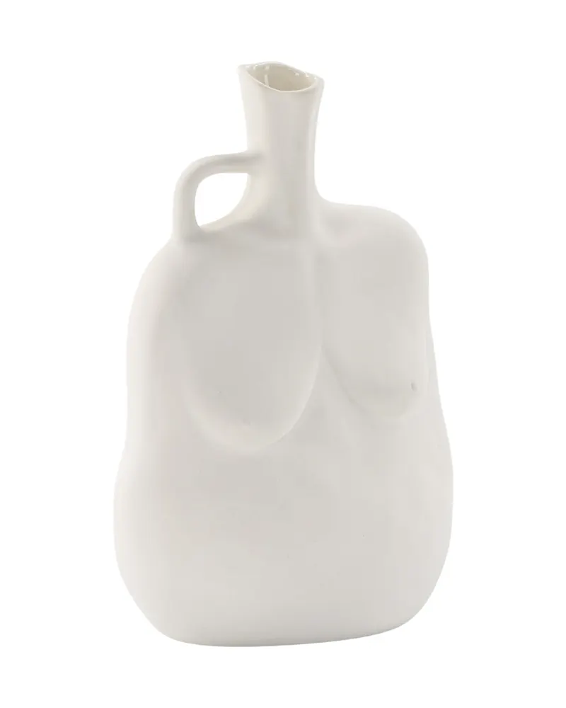 Conta Vase in Torso-Form mit Henkel aus Steinzeug in Cremeweiß, Ansicht 2