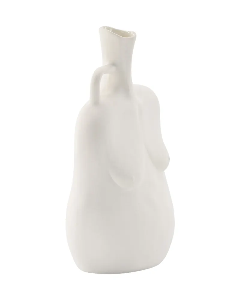 Conta Vase in Torso-Form mit Henkel aus Steinzeug in Cremeweiß, Ansicht 3