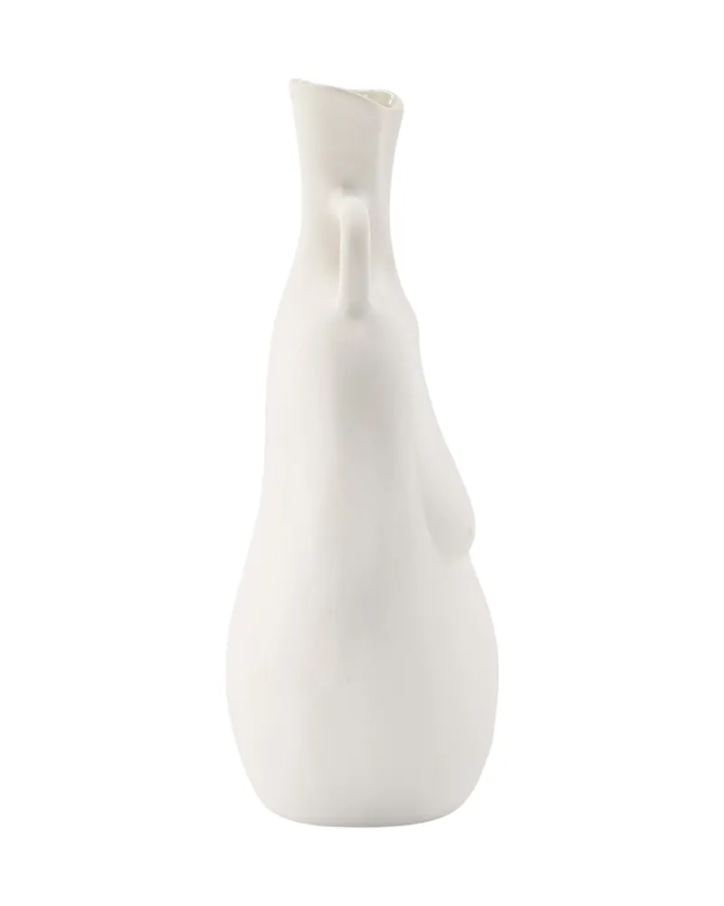 Conta Vase in Torso-Form mit Henkel aus Steinzeug in Cremeweiß, Ansicht 4