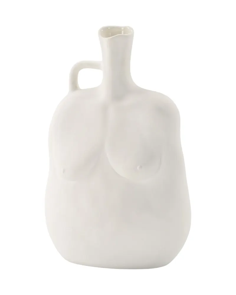 Conta Vase in Torso-Form mit Henkel aus Steinzeug in Cremeweiß, Ansicht 5