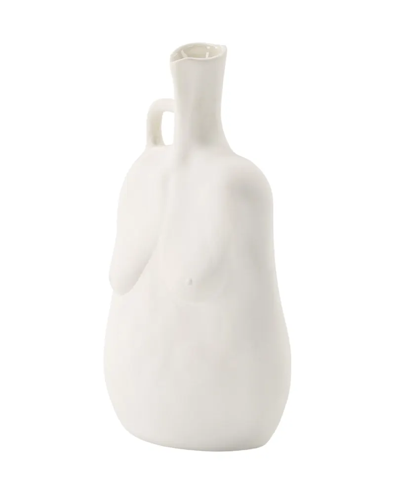 Conta Vase in Torso-Form mit Henkel aus Steinzeug in Cremeweiß, Ansicht 6