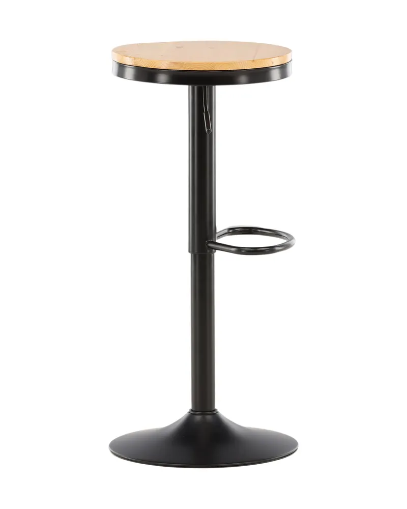 Conway Barhocker höhenverstellbar im 2er-Set, runder Sitz in Natur, Natur, Schwarz