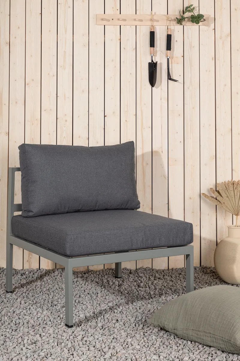 Copacabana Loungemodul für modulare Gartenmöbel in 74 × 65 × 70 cm, Grau, Gestell Khaki, Polyester, im Wohnraum, Ansicht 1