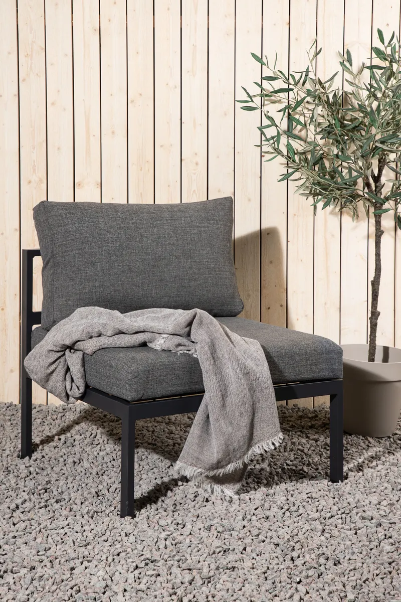 Copacabana Loungemodul für modulare Gartenmöbel in 74 × 65 × 70 cm, Grau, Gestell Schwarz, Polyester, im Wohnraum, Ansicht 1