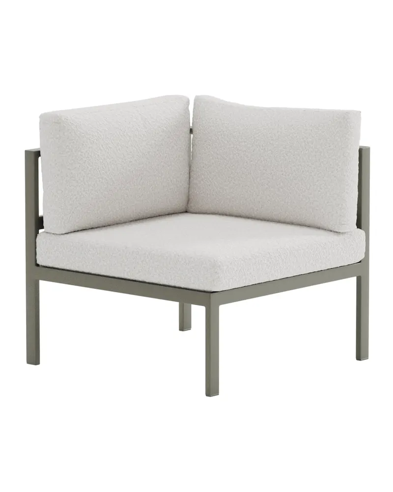 Copacabana Loungemodul für modulare Gartenmöbel in 74 × 74 × 65 cm, Weiß, Gestell Braun, Bouclé, Ansicht 1