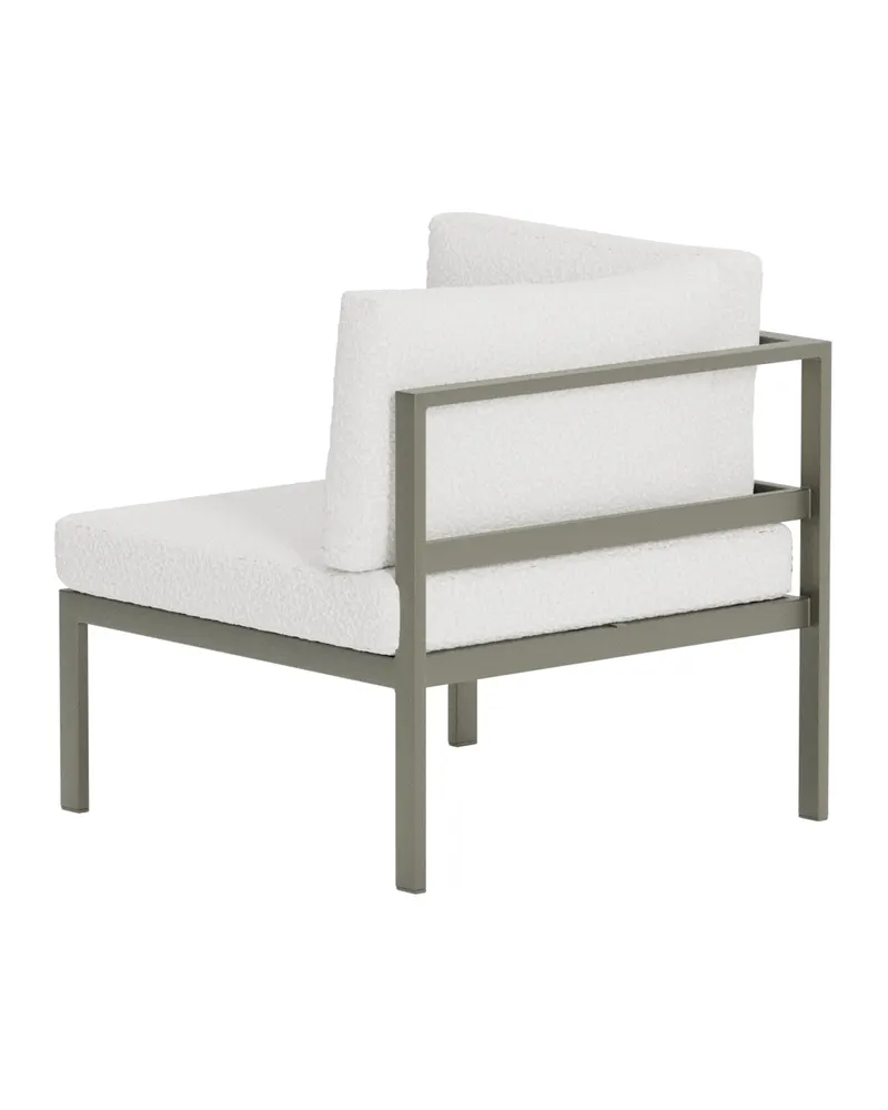Copacabana Loungemodul für modulare Gartenmöbel in 74 × 74 × 65 cm, Weiß, Gestell Braun, Bouclé, Ansicht 3