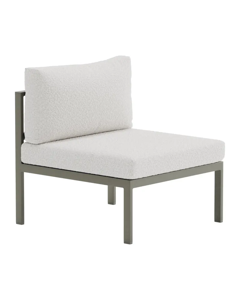 Copacabana Loungemodul für modulare Gartenmöbel in 74 × 70 × 65 cm, Weiß, Gestell Braun, Bouclé, Ansicht 2