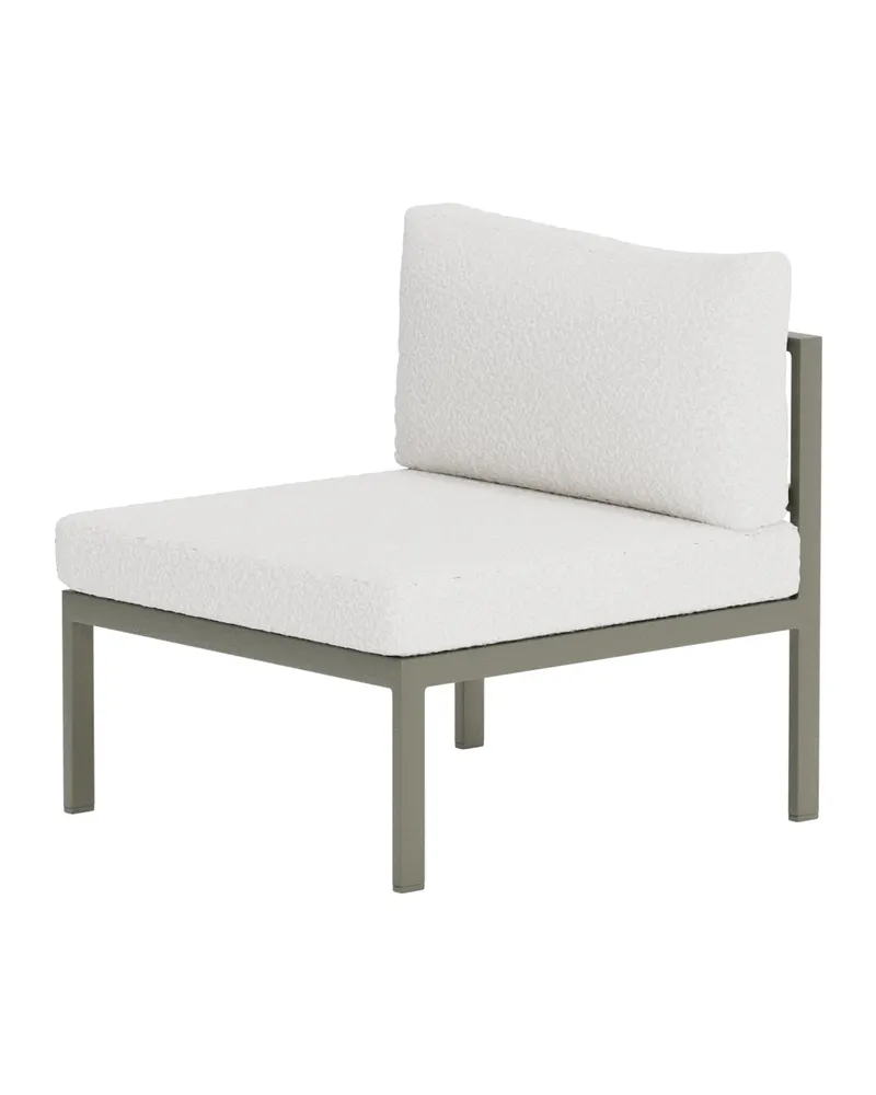 Copacabana Loungemodul für modulare Gartenmöbel in 74 × 70 × 65 cm, Weiß, Gestell Braun, Bouclé, Ansicht 3