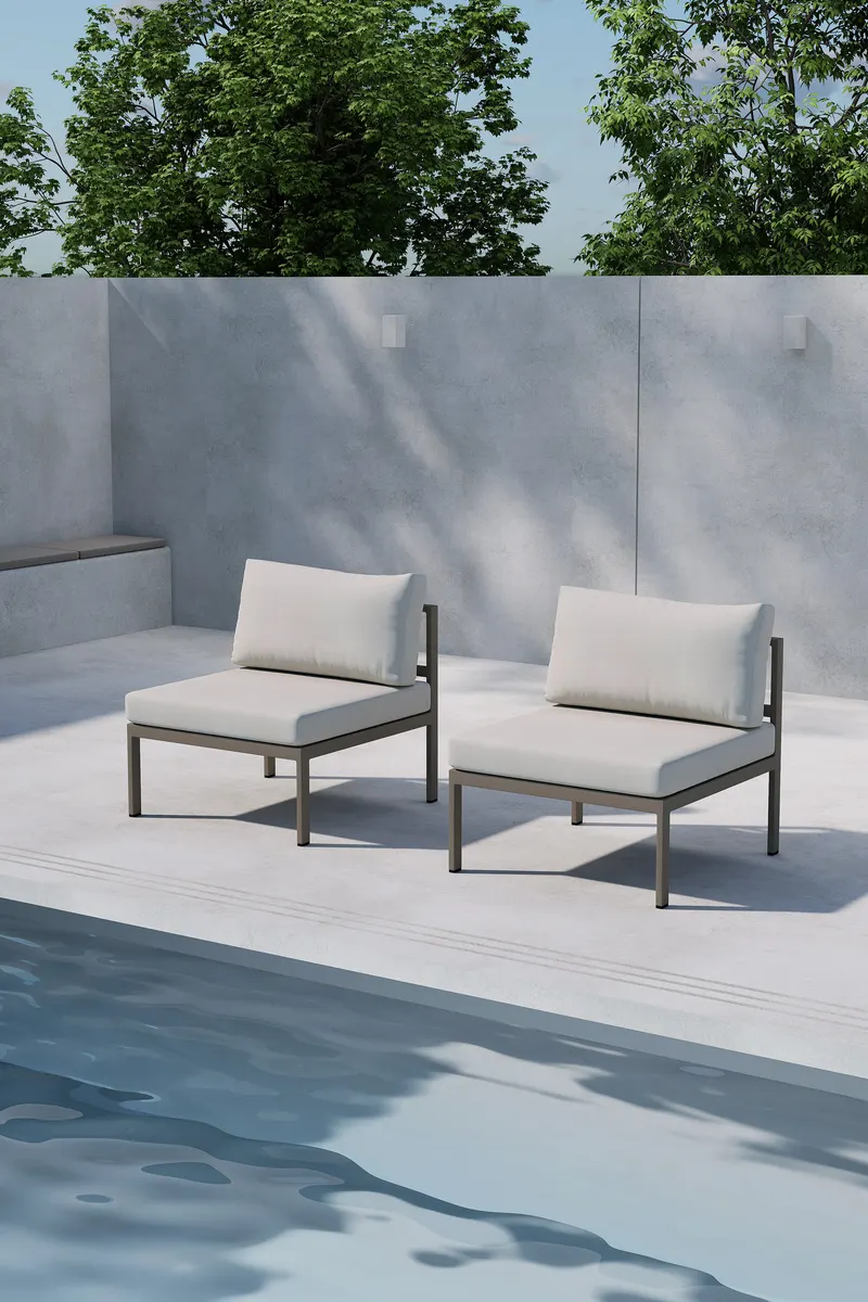 Copacabana Loungemodul für modulare Gartenmöbel in 74 × 65 × 70 cm, Beige, Gestell Braun, Olefin, im Wohnraum, Ansicht 1