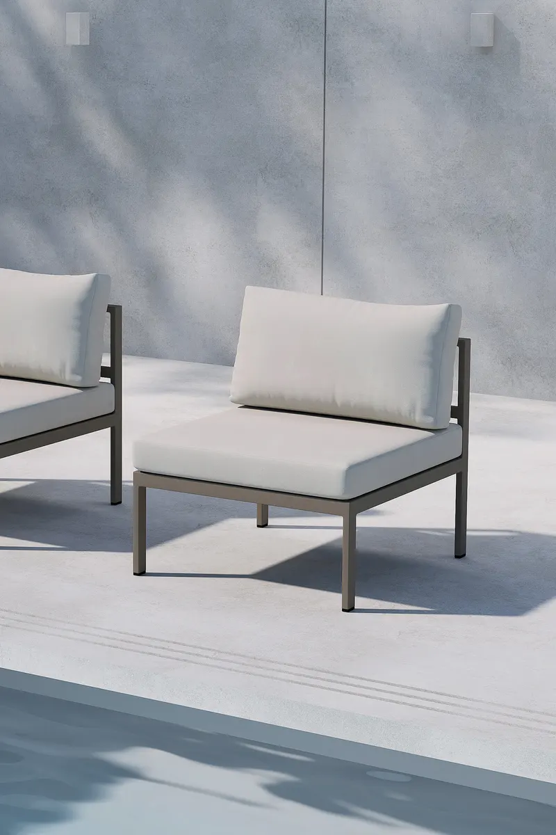 Copacabana Loungemodul für modulare Gartenmöbel in 74 × 65 × 70 cm, Beige, Gestell Braun, Olefin, im Wohnraum, Ansicht 2