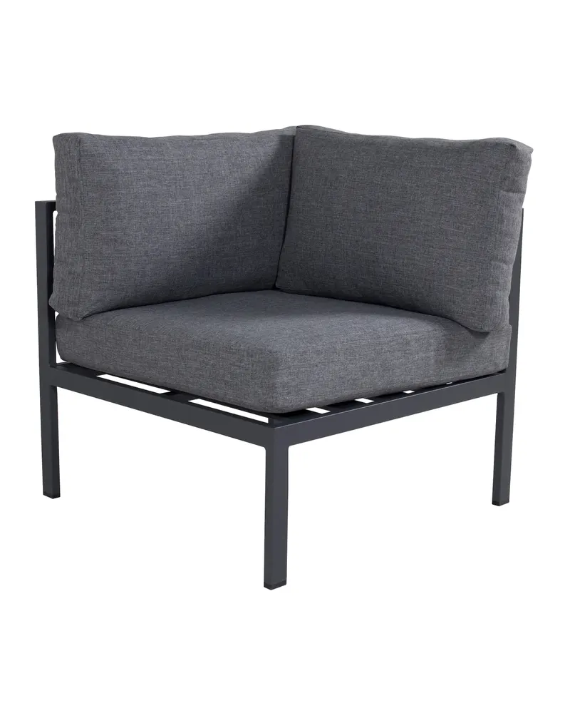 Copacabana Loungemodul für modulare Gartenmöbel in 74 × 74 × 65 cm, Dunkelgrau, Gestell Schwarz, Polyester, Ansicht 1