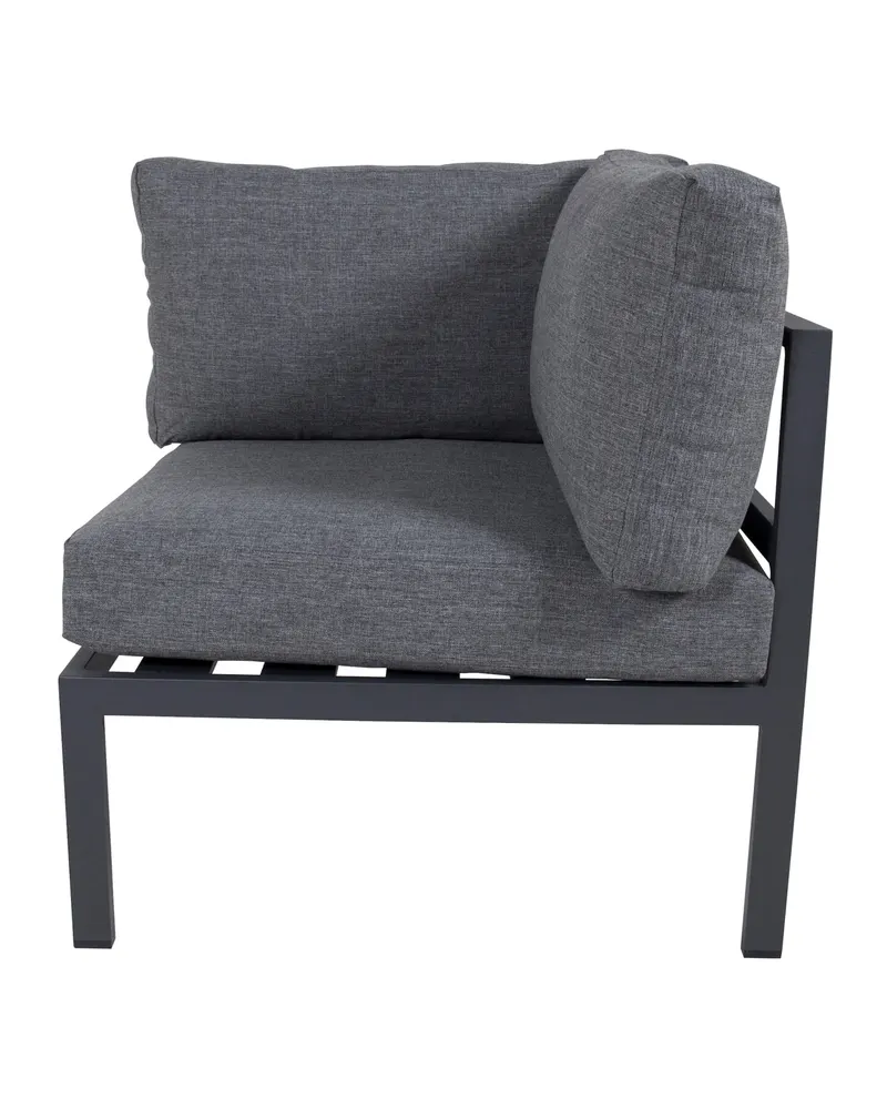 Copacabana Loungemodul für modulare Gartenmöbel in 74 × 74 × 65 cm, Dunkelgrau, Gestell Schwarz, Polyester, Ansicht 2